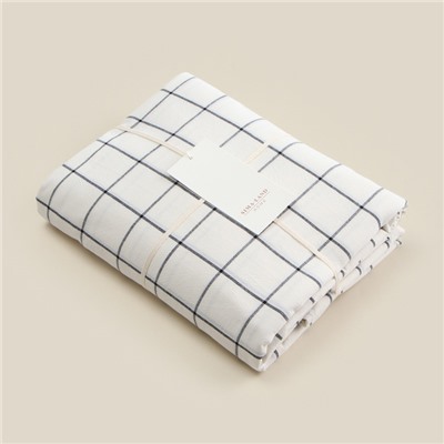 Простыня на резинке SL Home Cotton 180*200+30 см, цв.белый/серый, 100% жатый хлопок