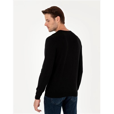 Black Slim Fit Bike Neck Basic вязаный свитер