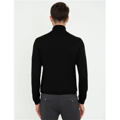 Black Slim Fit Fisherman воротниц Основной вязаный свитер