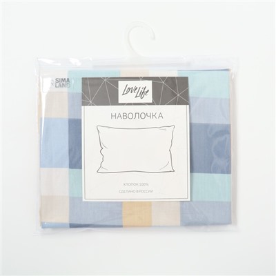 Наволочка LoveLife Square blue, 50*70, 100%хлопок, сатин, 125г/м²