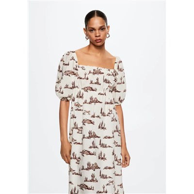 Vestido algodón estampado -  Mujer | MANGO OUTLET España