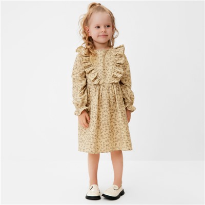 Платье для девочки MINAKU: Cotton collection цвет бежевый, рост 110 см