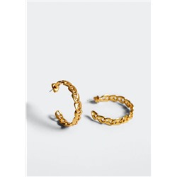 Pendientes aros eslabones 24k -  Mujer | MANGO OUTLET España