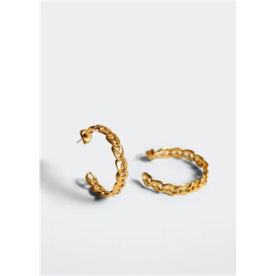Pendientes aros eslabones 24k -  Mujer | MANGO OUTLET España