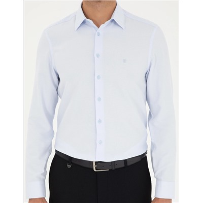 Голубая рубашка с длинным рукавом Astrululy Slim Fit рубашка