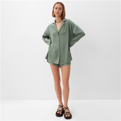 Костюм женский (рубашка, шорты) MINAKU:   Casual Collection цвет оливковый, р-р 42
