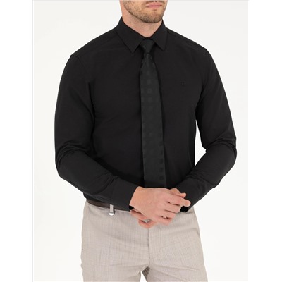 Классическая рубашка с длинным рукавом Black Slim Fit