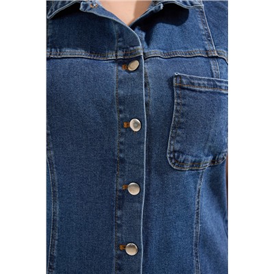 Синяя рубашка воротник Cep Comfort Denim платье большого размера tbbss25ah00088