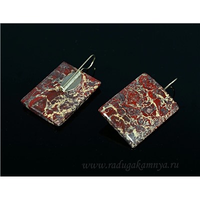 Серьги из яшмы красной 21*30мм, 8г