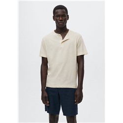 Camiseta cuello panadero lino -  Hombre | MANGO OUTLET España