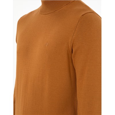 Brown Slim Fit Half Fisherman воротник базовый трикотажный свитер