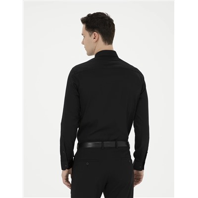 Black Slim Fit Basic рубашка с длинным рукавом
