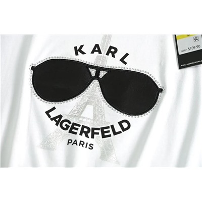 Хлопковая облегающая повседневная футболка KARL LAGERFEL*D ОРИГИНАЛ!