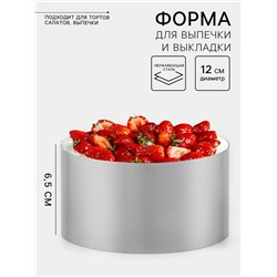 Форма для выпечки и выкладки TAS-PROM «Круг», h=6.5 см, d=12 см, нержавеющая сталь
