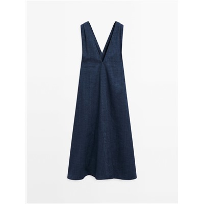 Vestido midi efecto denim tirante ancho