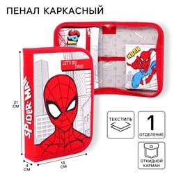 Пенал каркасный, 1 секция, 14×21×4 см, откидной карман, тканевый, «Человек-паук»