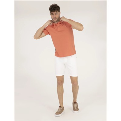 Ekru Slim Fit Jean Shorts