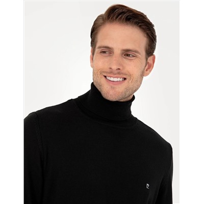 Black Slim Fit Fisherman воротниц Основной вязаный свитер