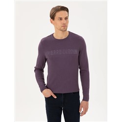 Purple Slim Fit Bike Colkar Wool Смешанный вязаный свитер