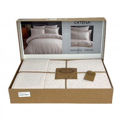Постельное белье Karven жаккард евро Catena Natural Cream