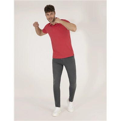 Red Slim Fit Polo Yaka Basic T -Fork