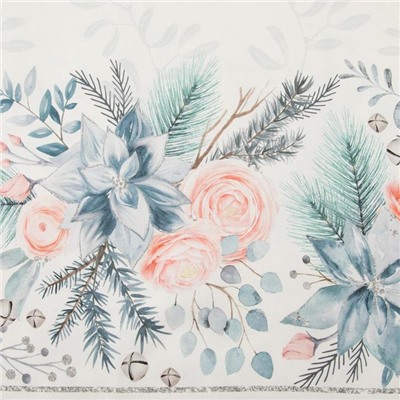 Скатерть новогодняя "Этель" Christmas flowers 149х110см с ГМВО, 100%хл, 190г/м2