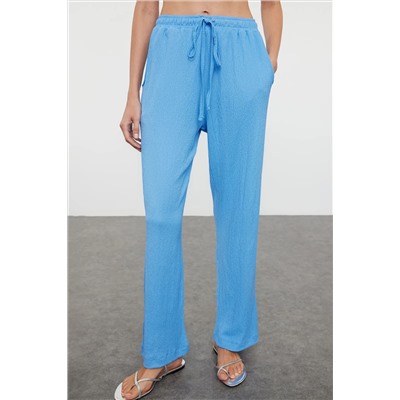 Blue Woven Bürümcük Kimono Pants Set Tbess23au00149