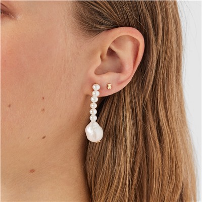 Pendientes Gloss - plata bañada en oro 18 kt - perla cultivada de agua dulce