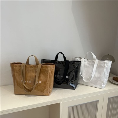Трендовая сумка тоут в стиле крафт пакета с двумя видами ручек Tote ba*g