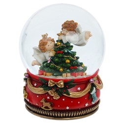 Фигурка декор в стекл шаре "Ангелочки" (муз с ключ), D15 см, L15 W15 H20,5 см