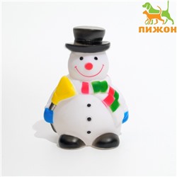 Игрушка для собак пищащая "Снеговик в шляпе", 7,5 х 11 см