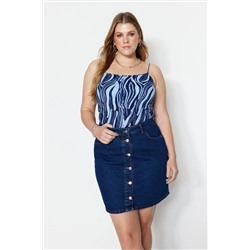 Blue Best Pattern The Clook Cront Blought Blouse TBBSS23AF00010