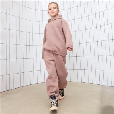 Брюки для девочки MINAKU: Basic Line KIDS, тёмно-бежевые, рост 134 см