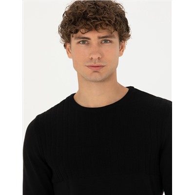 Black Slim Fit Bike Yaka Knitwear свитер