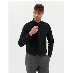 Black Slim Fit Basic рубашка с длинным рукавом