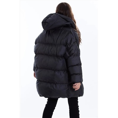CurcunaShop Модель Bat с капюшоном, женское стеганое пальто большого размера, черное