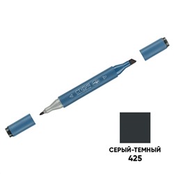 Маркер двусторонний для скетчинга Гамма "Студия", серый темный, корпус трехгранный, пулевид./клиновид. наконечники