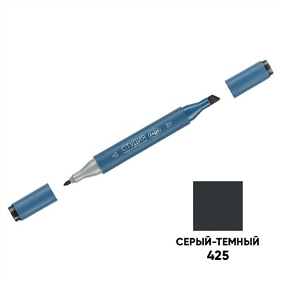 Маркер двусторонний для скетчинга Гамма "Студия", серый темный, корпус трехгранный, пулевид./клиновид. наконечники