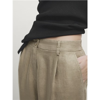 Pantalón lino wide leg