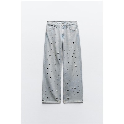 JEANS TRF ARANDELAS TIRO ALTO