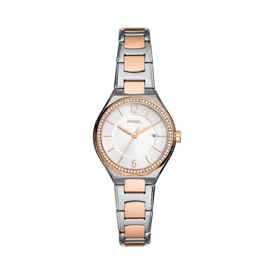 Reloj de cuarzo de acero inoxidable Eevie - Plateado y rosa dorado