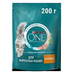 Сухой корм Purinа One для кошек, курица/злаки, 200 г