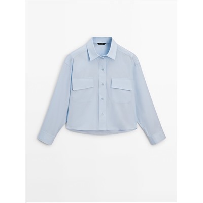 Camisa popelín algodón bolsillos