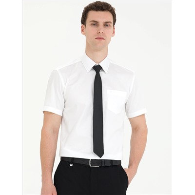 Классическая рубашка с коротким рукавом из белого Slim Fit