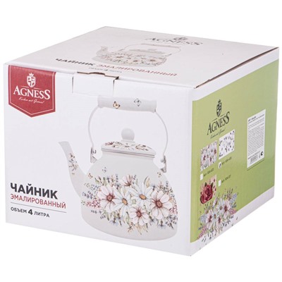ЧАЙНИК AGNESS  ЭМАЛИРОВАННЫЙ СЕРИЯ "ВИВЬЕН" 4 Л