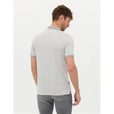 Светло -серый меландж Slim Fit Polo Yaka T -Fork