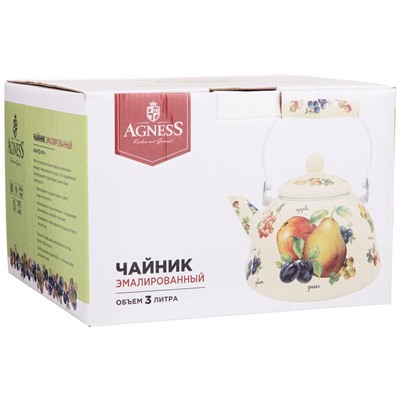 ЧАЙНИК AGNESS  ЭМАЛИРОВАННЫЙ , СЕРИЯ "СЕКРЕТНЫЕ ИНГРЕДИЕНТЫ" 3 Л