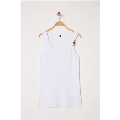 Белый аксессуарный вязаный вязание Blought Blouse TBBSS25AF00091