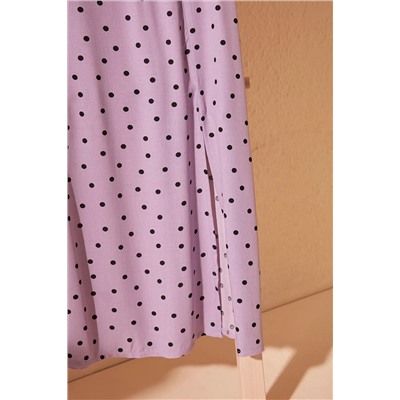 Slit Midi Midi Viscose Plating Polka Dot Blouse-Etk Team Twoss20au0097