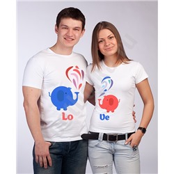 Футболки для влюбленных "Love" слоники